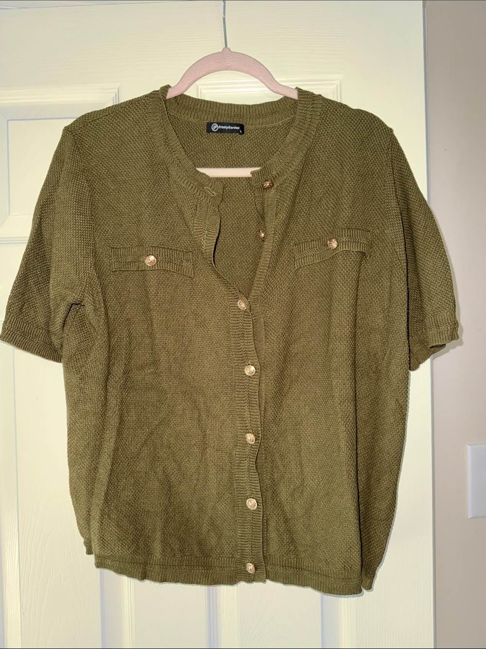 Short-Sleeve Olive Button Cardigan by Jones New York